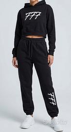 Tuta sportiva nera Triplosette 777 felpa pantaloni
