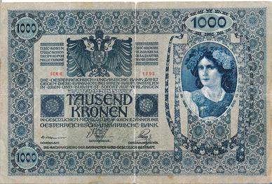 Banconota 1000 corone, doppia faccia, numismatica