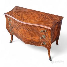 Cassettone genovese in palissandro e legno di rosa