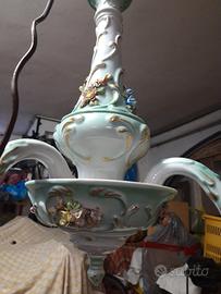 Lampadario primi anni 60 ceramica  dipinto a mano