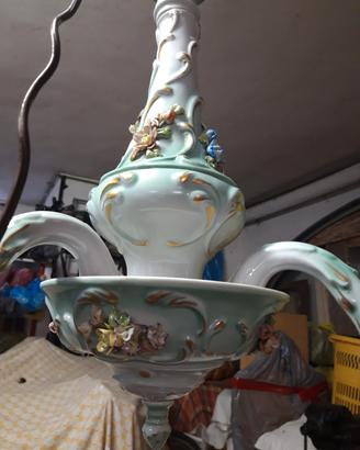 Lampadario primi anni 60 ceramica  dipinto a mano