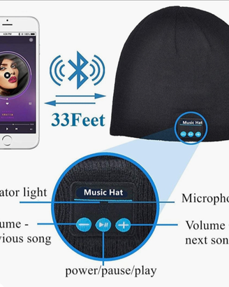 Cappello Bluetooth 5.0 stereo e vivavoce