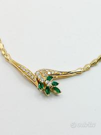 Girocollo oro 18 kt smeraldi e diamanti Damiani