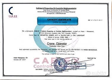 Autist di gru, macchine operatrici, camion e autov