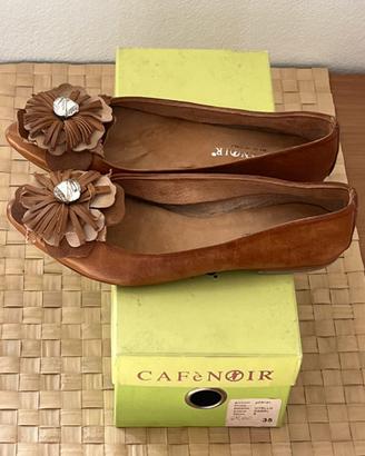 Scarpe ballerine café noir 35 pelle nuove scatola