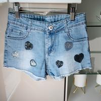 shorts in jeans cuori paiette tg 12 anni