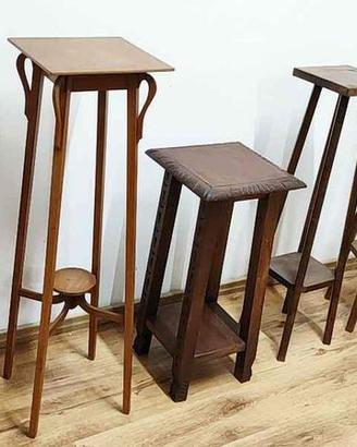 Trespolo alzatina porta vaso colonna legno liberty