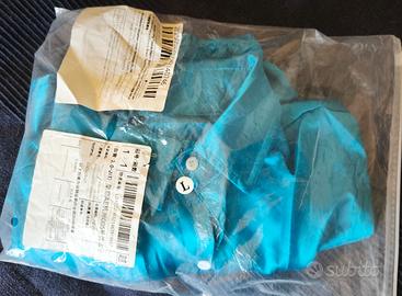 camicia effetto raso blu uomo L