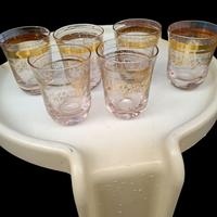 bicchieri vintage  n 6 con bordo oro  acqua 