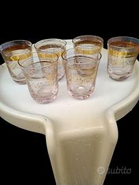 bicchieri vintage  n 6 con bordo oro  acqua 