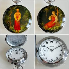 Orologio da tasca Molnija dipinto a mano Fedoskino
