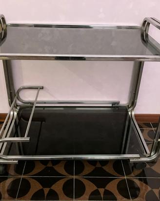 Carrello in vetro e acciaio