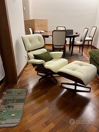 Poltrona+Pouf E. Lounge Chair PREMIUM Noce /Avorio