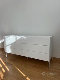 Zalf Cassettiera bianca sei cassetti con piedini