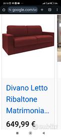 divano letto ribaltone rosso in Alcantara 