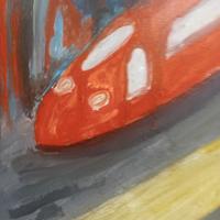 dipinto ad olio di stile futurista 