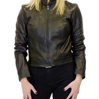 Giacca Donna Vera Pelle Nero Giubbino Giacchino