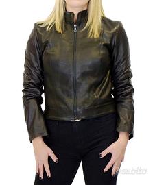 Giacca Donna Vera Pelle Nero Giubbino Giacchino