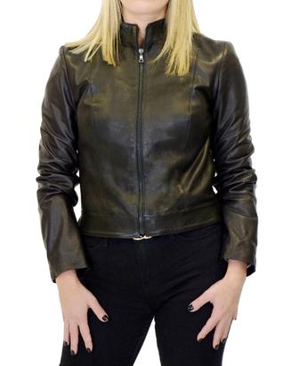 Giacca Donna Vera Pelle Nero Giubbino Giacchino