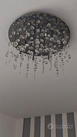 Lampadario bolle, metallo e cristallo, 12 luci LED