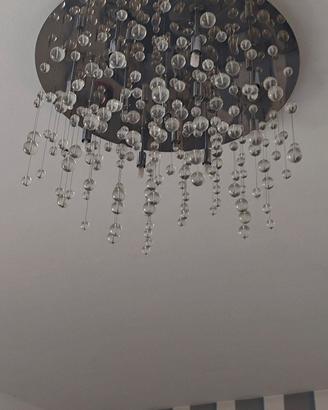 Lampadario bolle, metallo e cristallo, 12 luci LED
