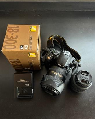 Nikon D3100 + obiettivo 18-55 + obiettivo 18-300