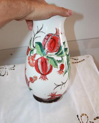 Vaso stile decò, "Melograno" cm 30, dipinto a mano