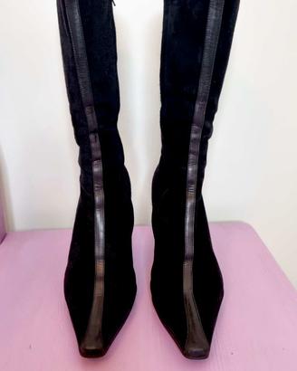 Stivali a punta vintage FRAGIACOMO  camoscio nero