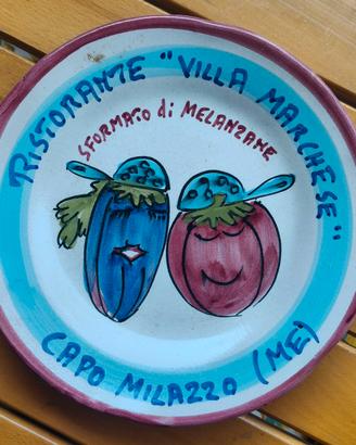 Piatto Buon Ricordo "Villa Marchese" Capo Milazzo 
