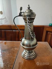 antica caraffa brocca in peltro 