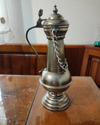 antica caraffa brocca in peltro 