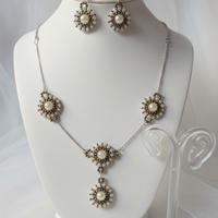 Set Collana Vintage Vittoriano Orecchini Pietre