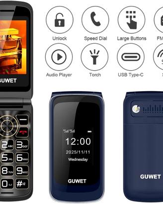 2G Telefono Cellulare per Anziani con Tasti Grandi