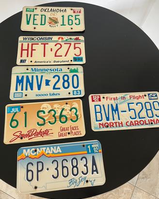 Lotto 6 Targhe auto americane anni 80 - 90