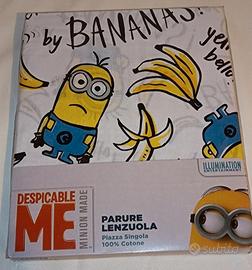 Lenzuolo singolo e federa Minions nuovo