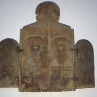 Antica icona etiope in pietra nera