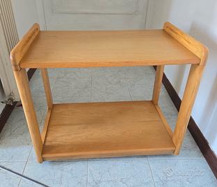 Tavolino/Carrello Multiuso Legno Chiaro con Ruote