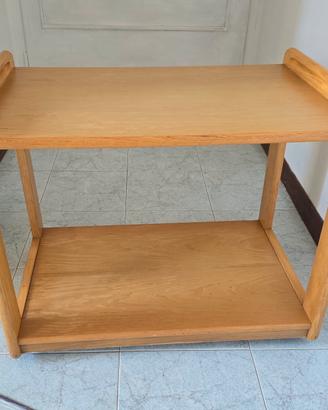 Tavolino/Carrello Multiuso Legno Chiaro con Ruote