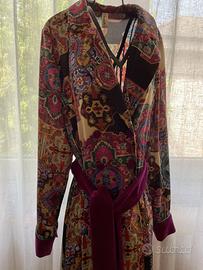 Vestito lungo  con disegni cashmire e  velluto