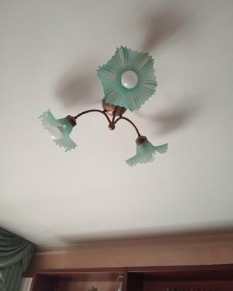 lampadario 3 luci  disegno floreale 