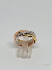 ANELLO ORO bianco giallo e rosa 18KT BRILLANTI