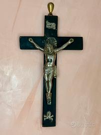 Antico Crocefisso in legno ebanizzato  deo 1800