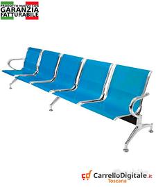 panca da attesa in acciaio colore blu 5 posti