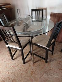 tavolo cristallo con base metallo