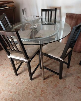 tavolo cristallo con base metallo
