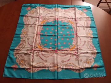 Foulard Alviero Martini originale azzurro-rosa