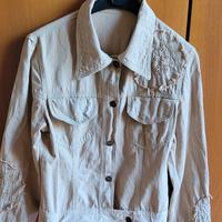 giubbotto donna kaki beige tg.42,cotone 100%