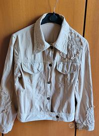 giubbotto donna kaki beige tg.42,cotone 100%