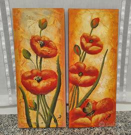 Coppia di quadri floreali