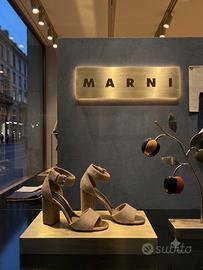 Sandali scarpe Marni originali 40 oro pelle feltro